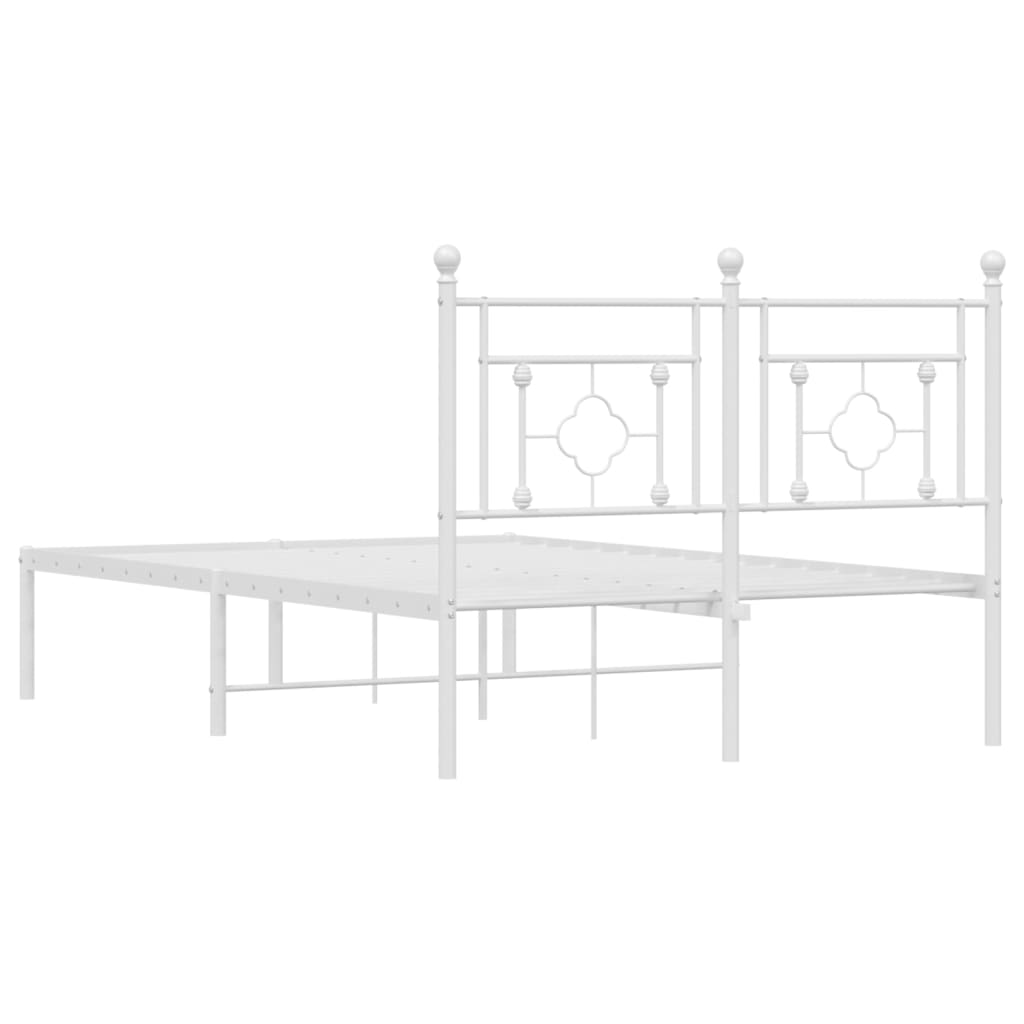 Metalni okvir za krevet s uzglavljem bijeli 120x200 cm