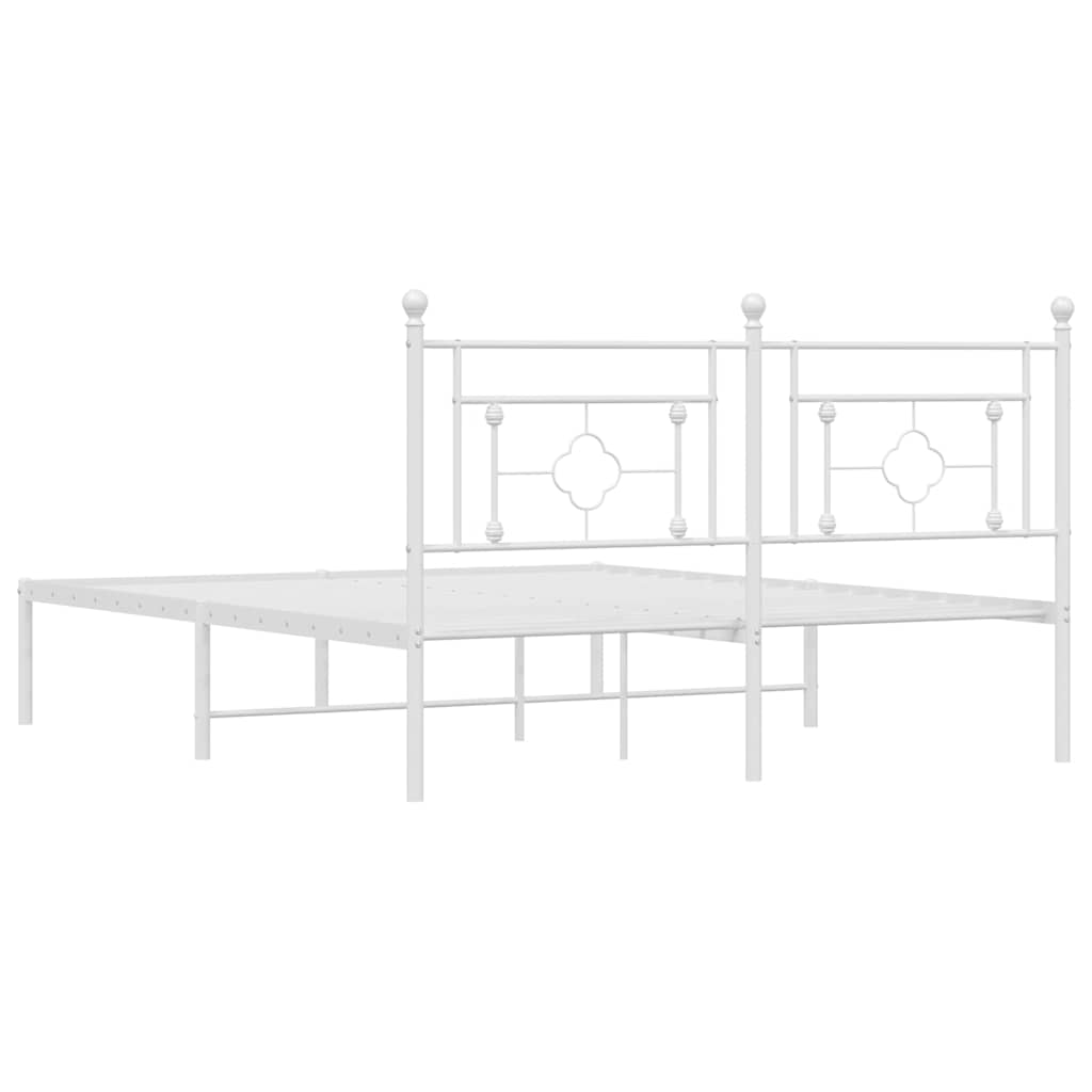 Metalni okvir za krevet s uzglavljem bijeli 160x200 cm