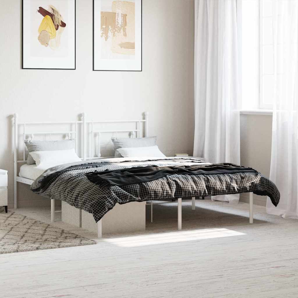Metalni okvir za krevet s uzglavljem bijeli 160x200 cm