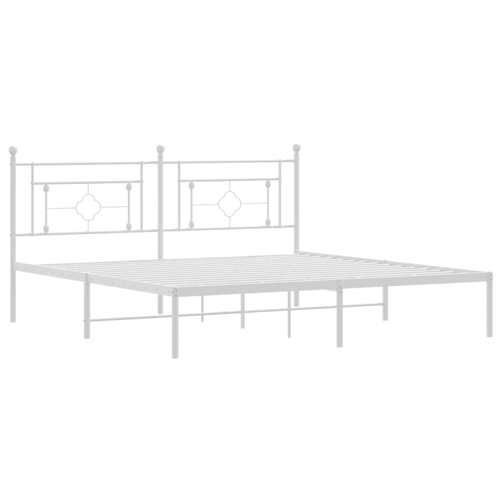 Metalni okvir za krevet s uzglavljem bijeli 183x213 cm