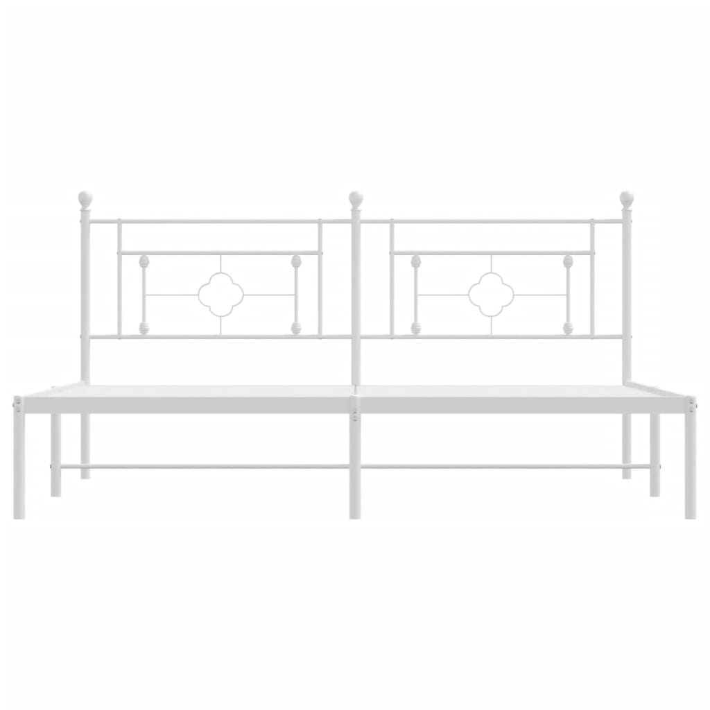 Metalni okvir za krevet s uzglavljem bijeli 183x213 cm