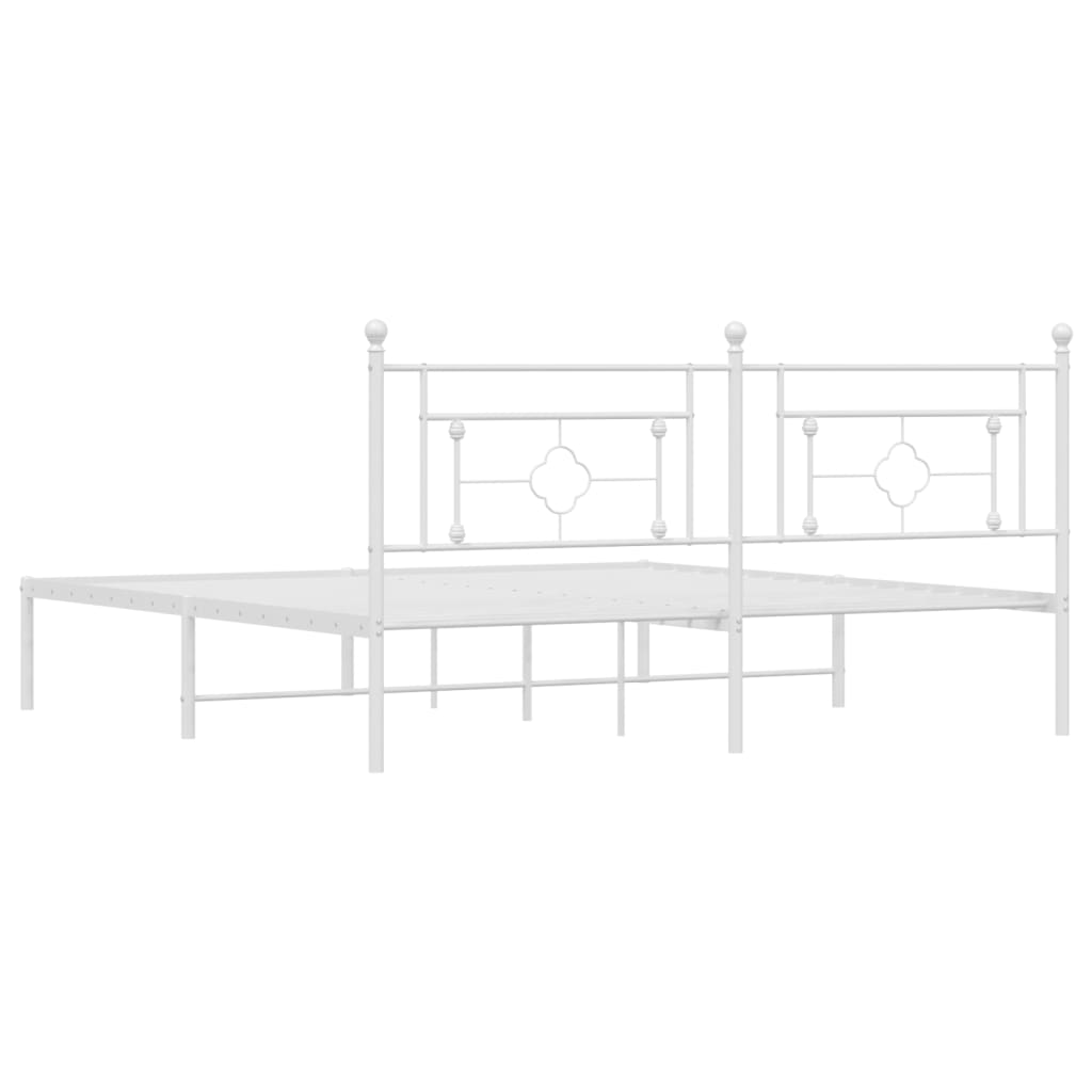 Metalni okvir za krevet s uzglavljem bijeli 183x213 cm