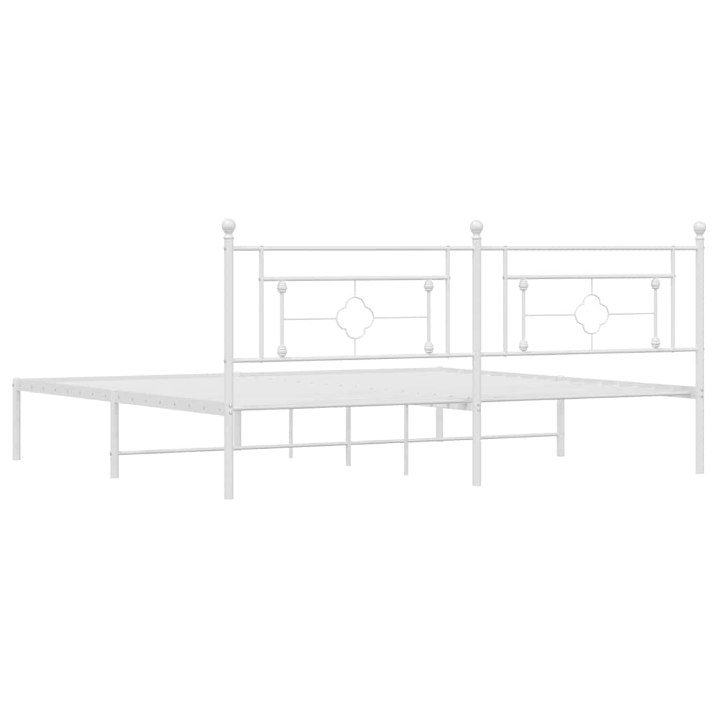 Metalni okvir za krevet s uzglavljem bijeli 193x203 cm
