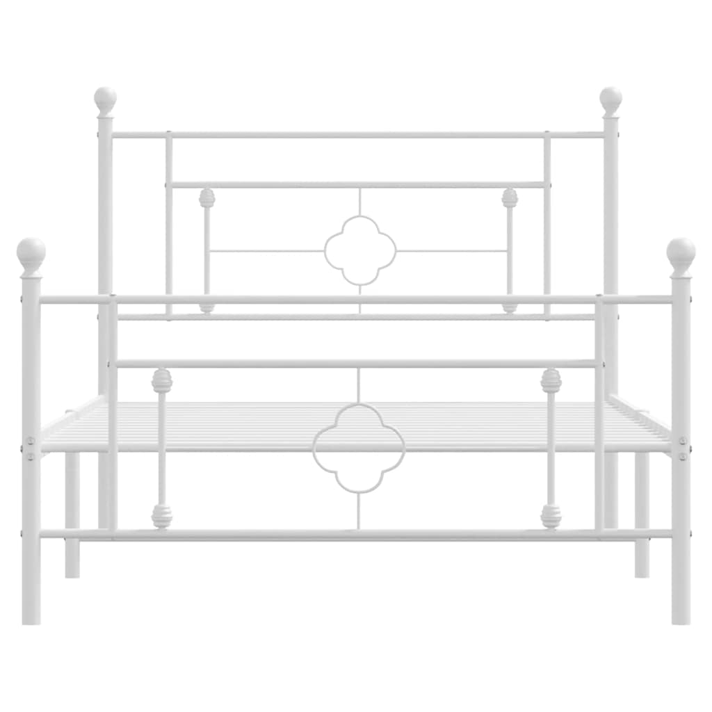 Metalni okvir kreveta uzglavlje i podnožje bijeli 107x203 cm