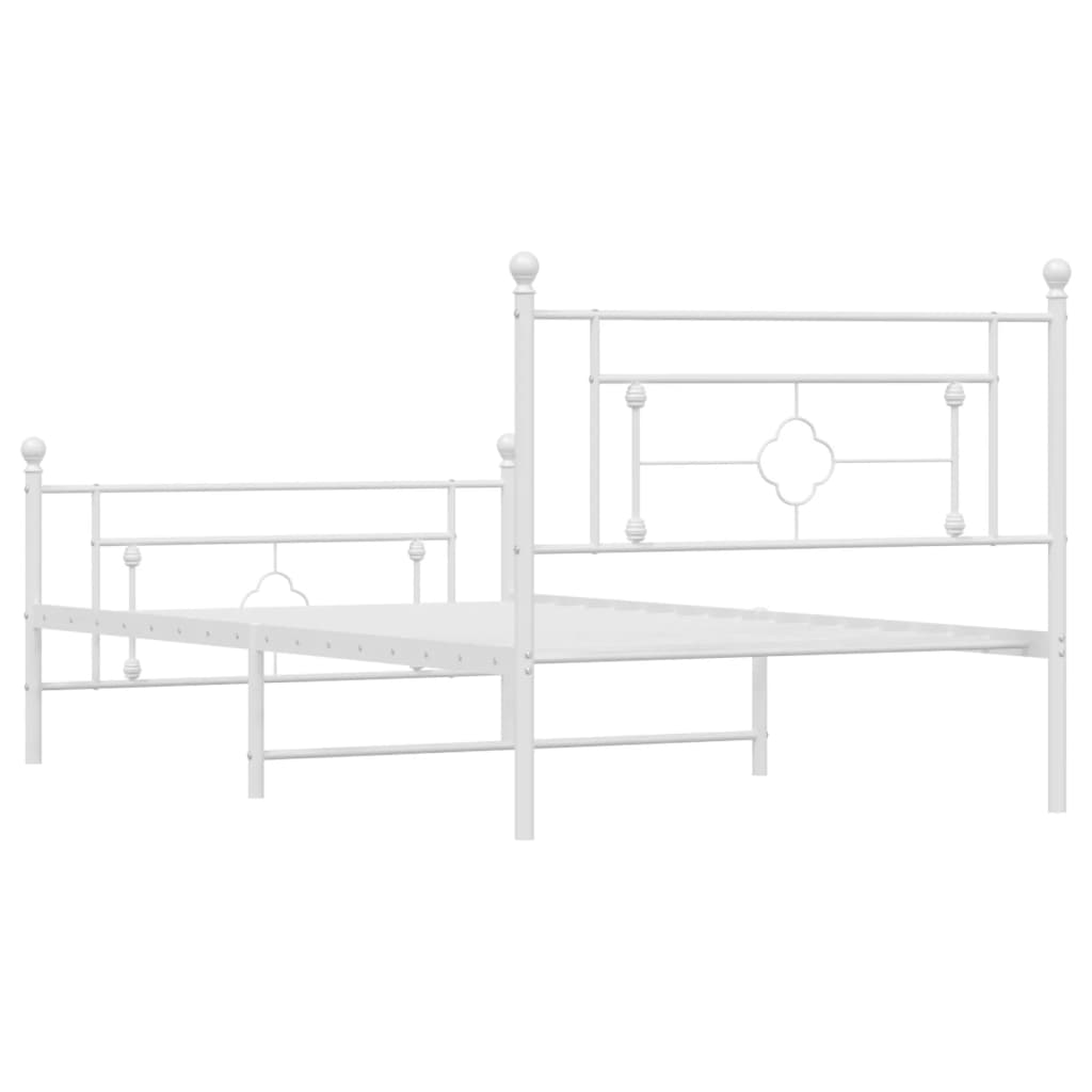 Metalni okvir kreveta uzglavlje i podnožje bijeli 107x203 cm