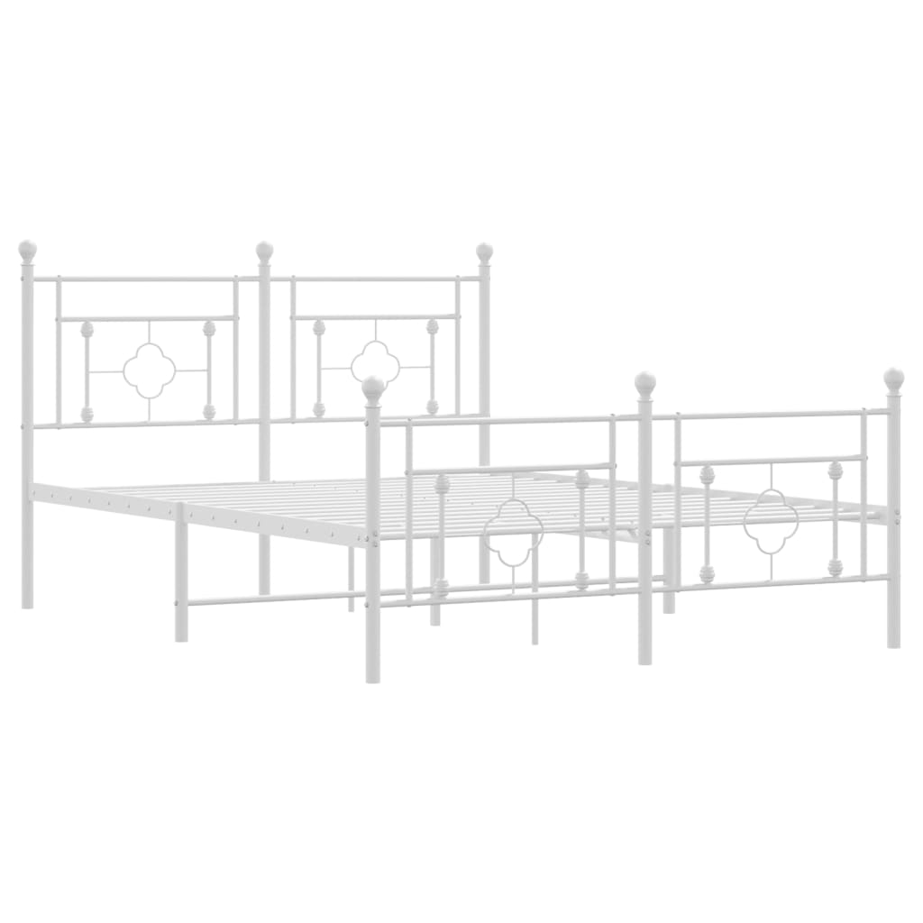 Metalni okvir kreveta uzglavlje i podnožje bijeli 135 x 190 cm