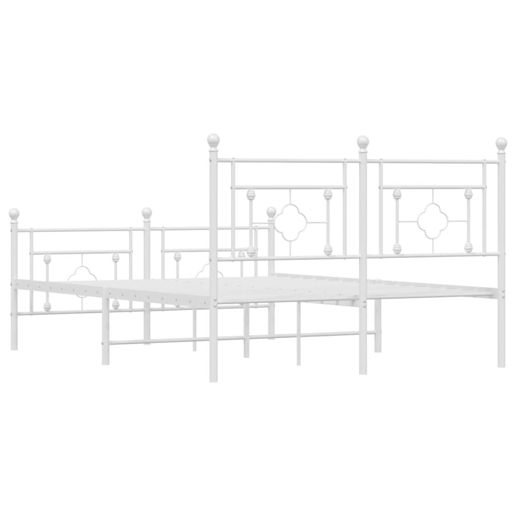 Metalni okvir kreveta uzglavlje i podnožje bijeli 135 x 190 cm