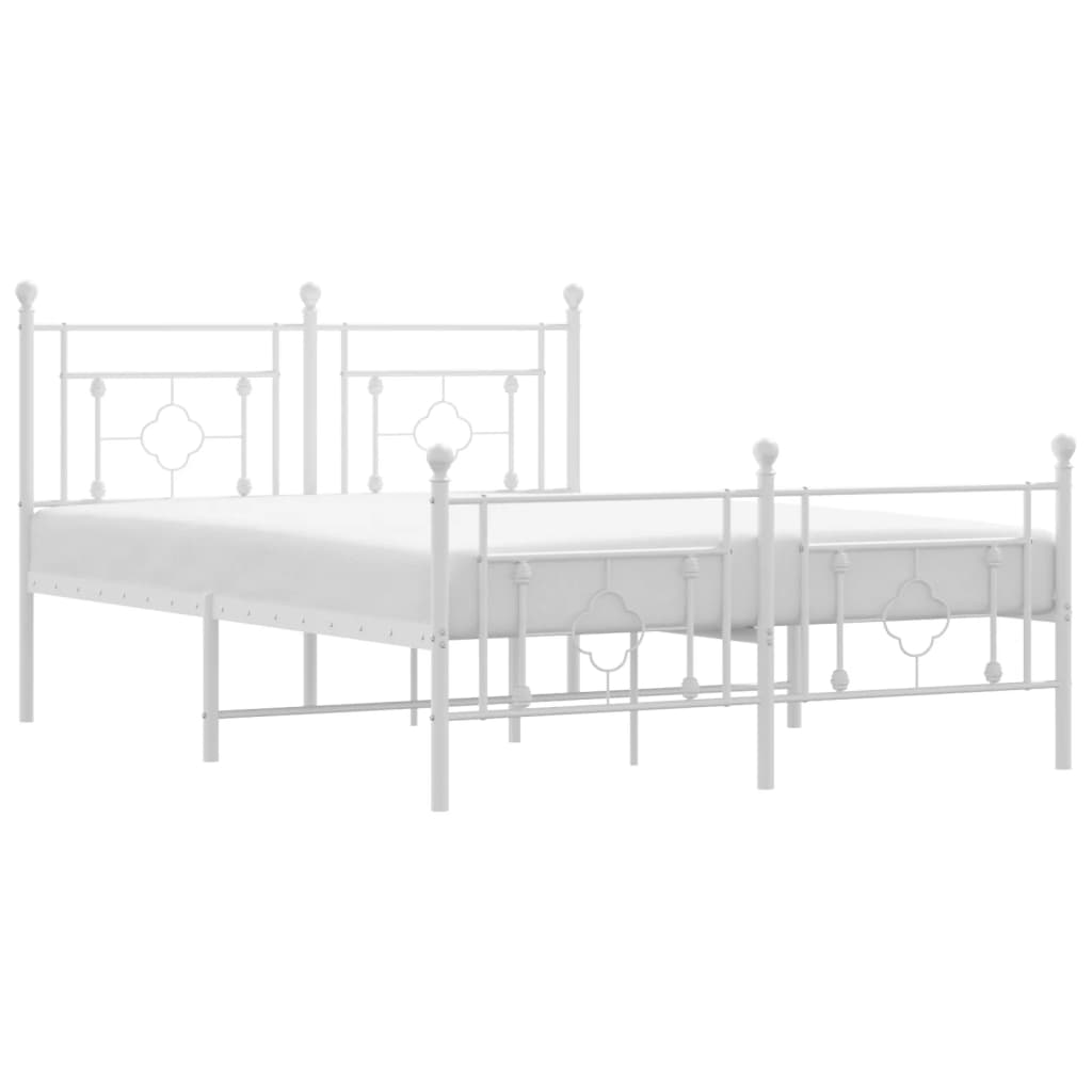 Metalni okvir kreveta uzglavlje i podnožje bijeli 140 x 190 cm
