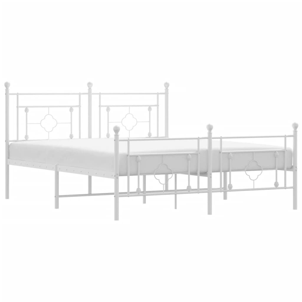 Metalni okvir kreveta uzglavlje i podnožje bijeli 160x200 cm