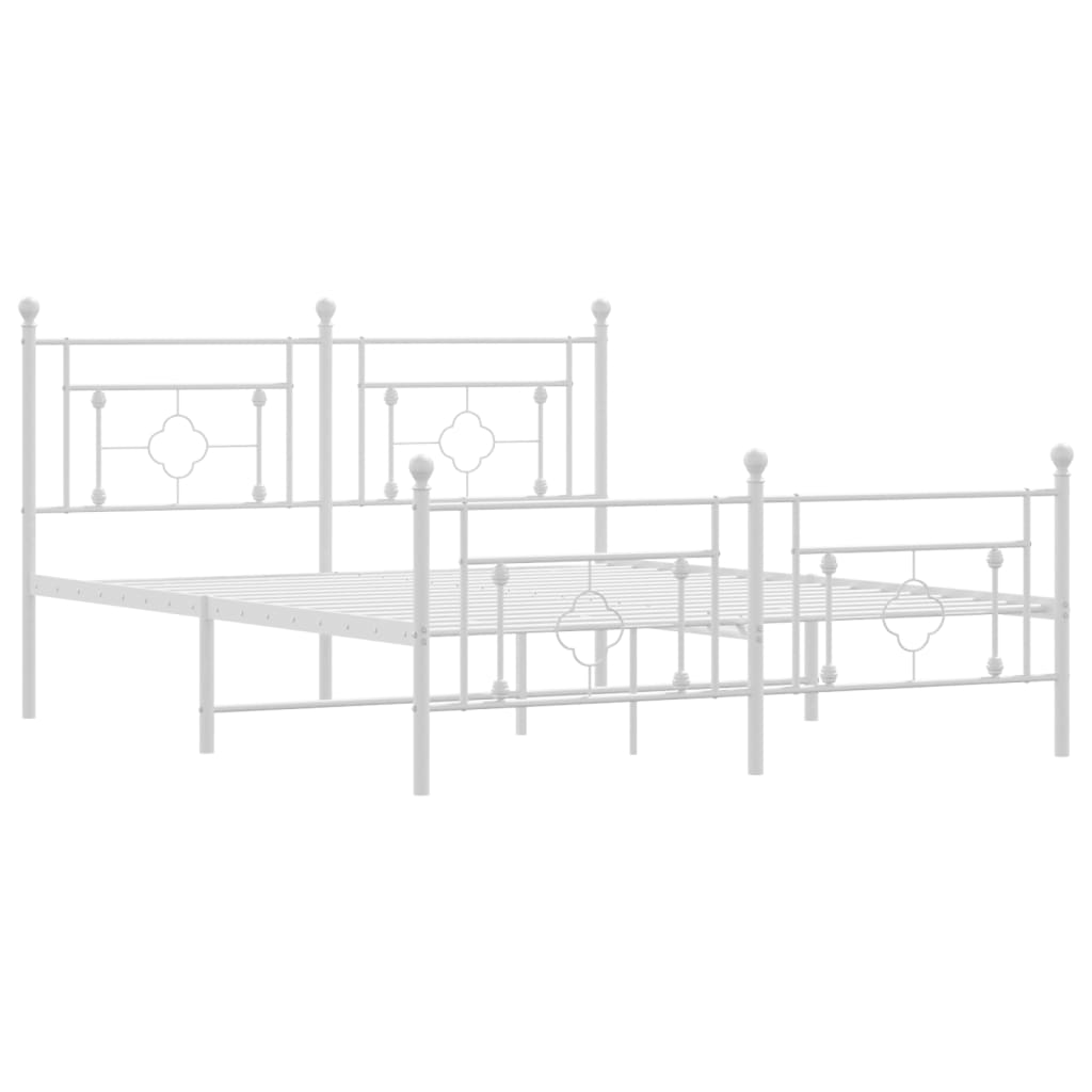 Metalni okvir kreveta uzglavlje i podnožje bijeli 160x200 cm