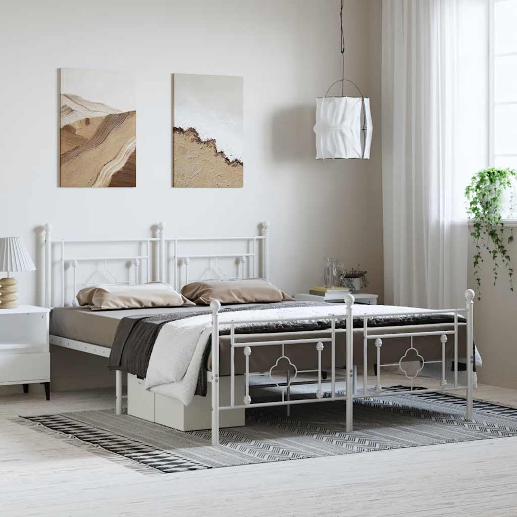 Metalni okvir kreveta uzglavlje i podnožje bijeli 193x203 cm