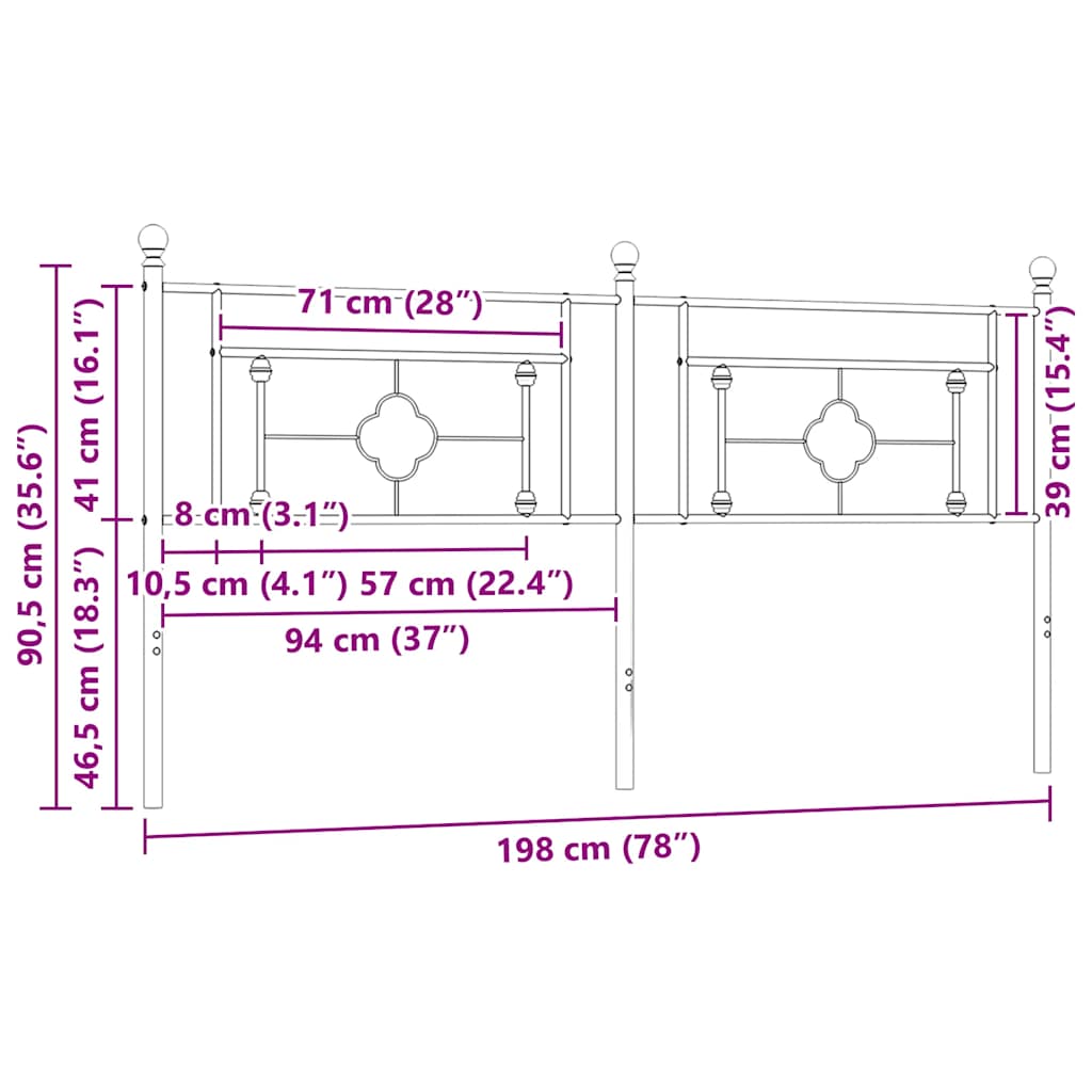 Metalno zamjensko uzglavlje bijelo 193 cm