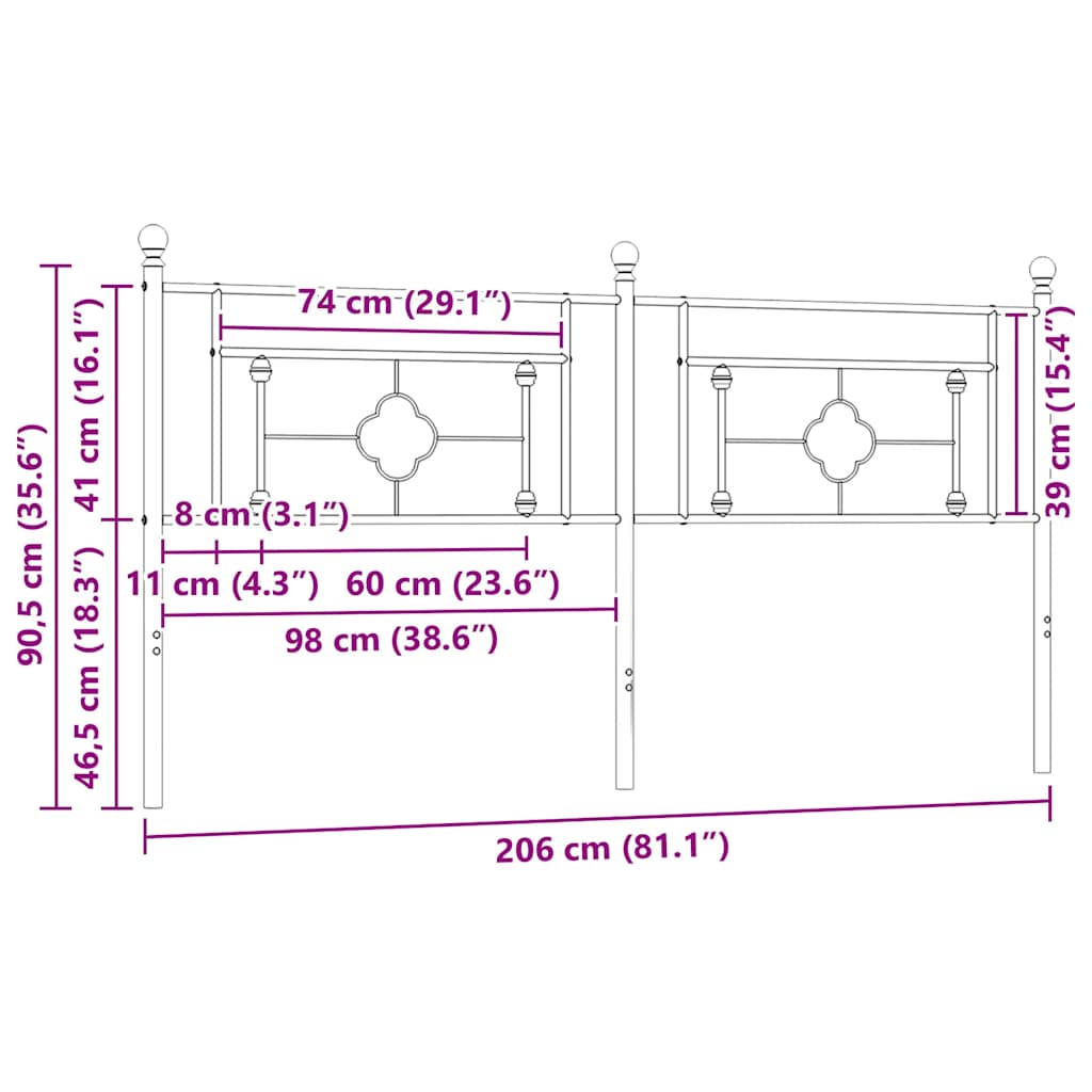 Metalno zamjensko uzglavlje bijelo 200 cm