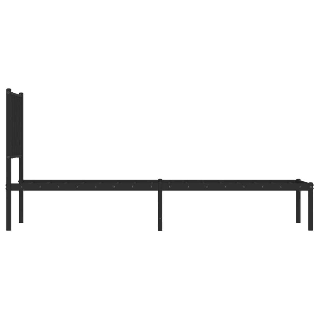 Metalni okvir za krevet s uzglavljem crni 75x190 cm