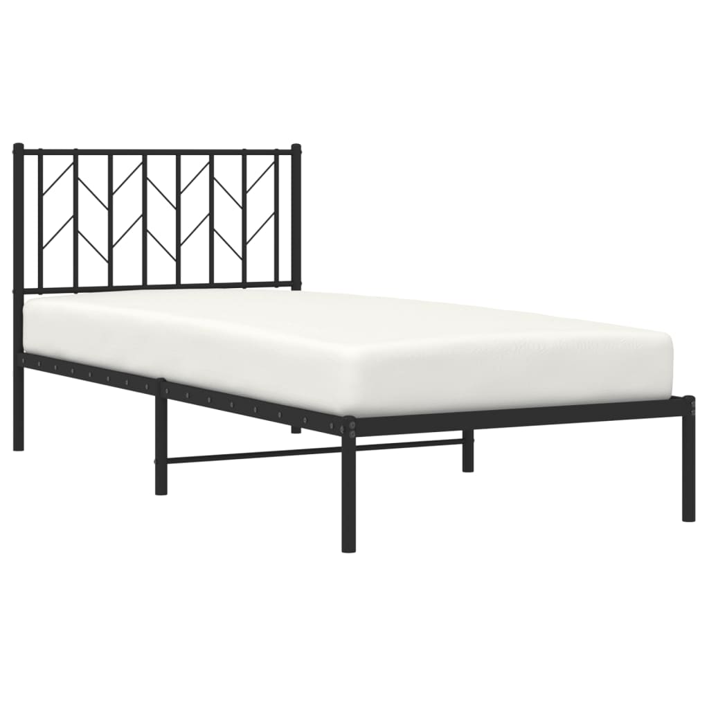Metalni okvir za krevet s uzglavljem crni 90x200 cm