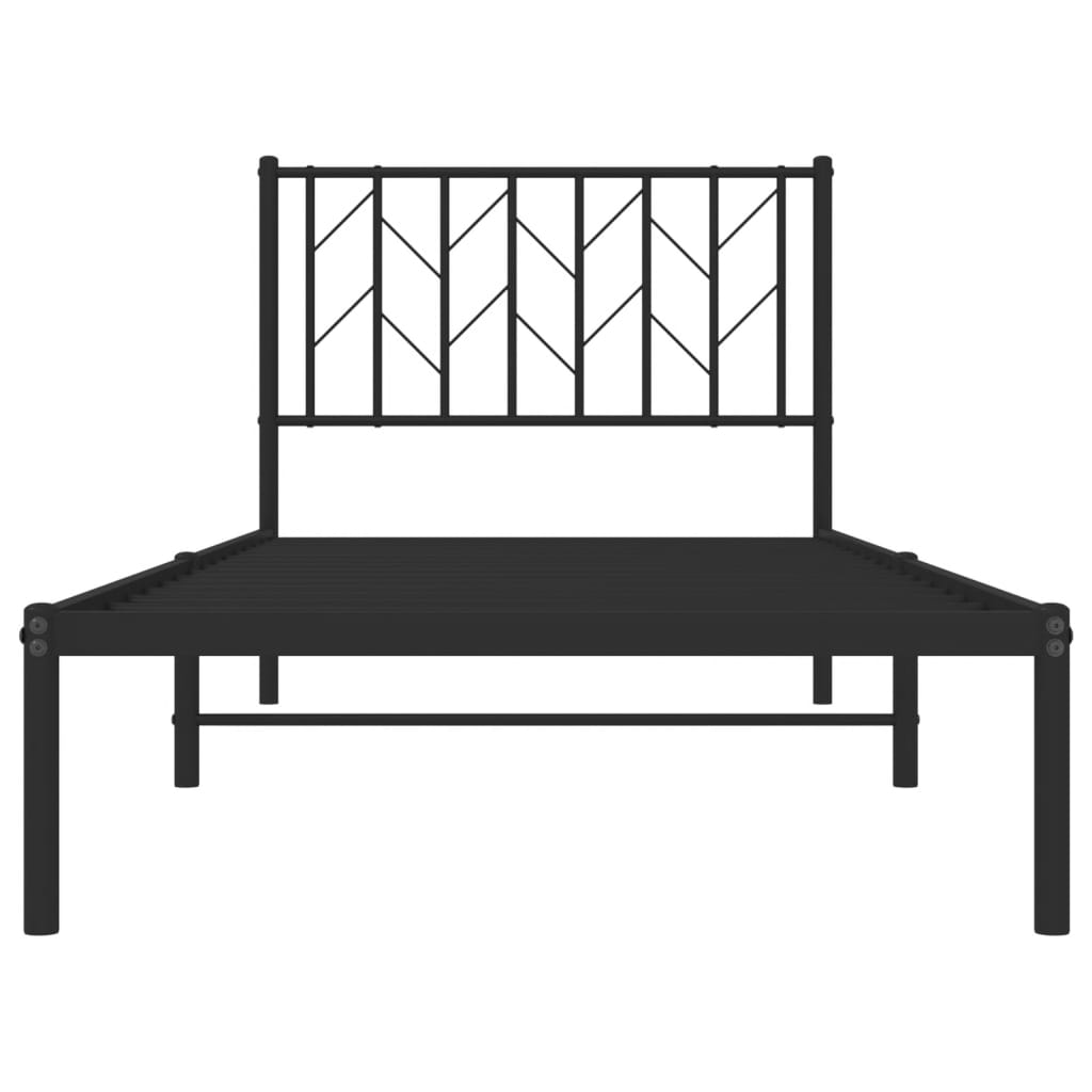 Metalni okvir za krevet s uzglavljem crni 90x200 cm