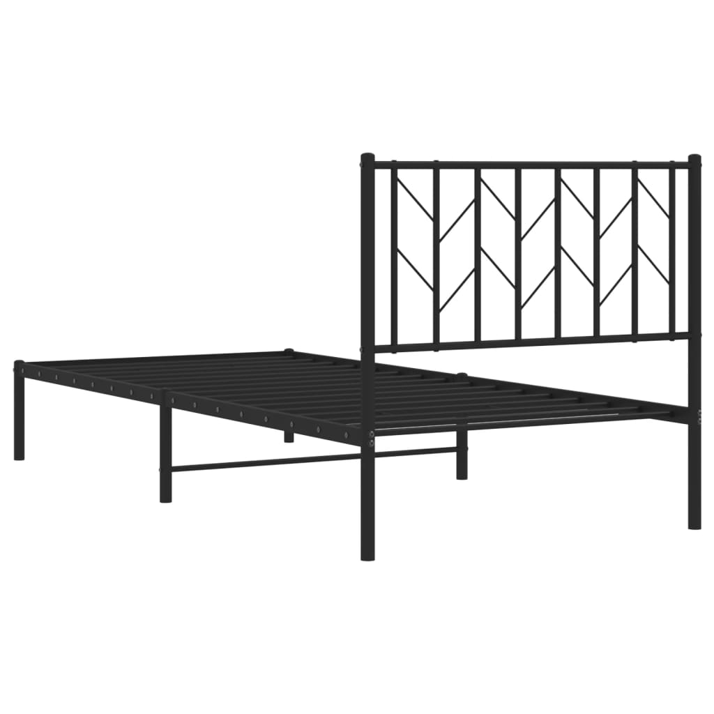 Metalni okvir za krevet s uzglavljem crni 90x200 cm