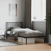 Metalni okvir za krevet s uzglavljem crni 90x200 cm