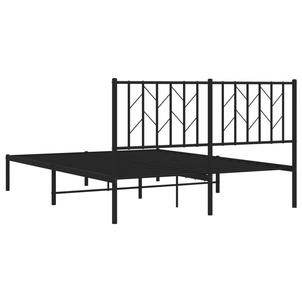 Metalni okvir za krevet s uzglavljem crni 140x190 cm
