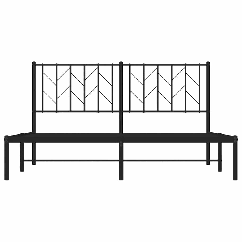 Metalni okvir za krevet s uzglavljem crni 150x200 cm