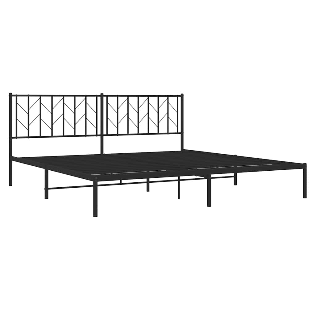 Metalni okvir za krevet s uzglavljem crni 193x203 cm