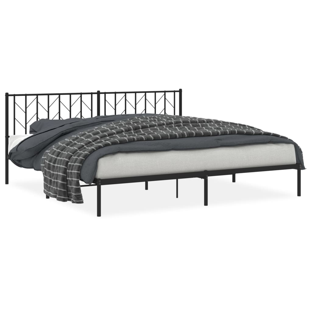 Metalni okvir za krevet s uzglavljem crni 200x200 cm