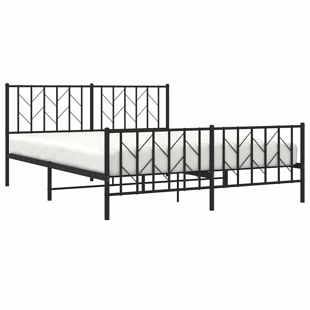 Metalni okvir kreveta uzglavlje i podnožje crni 160x200 cm