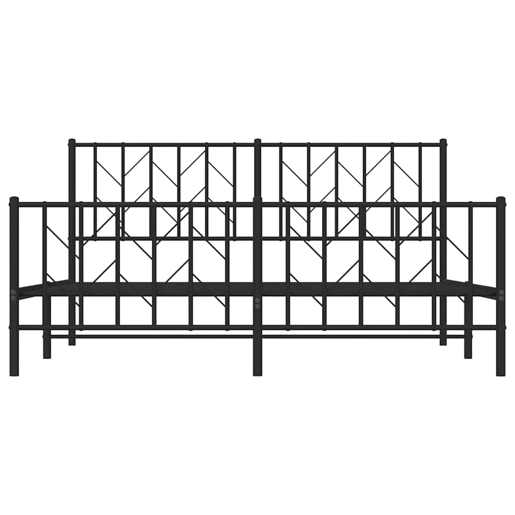 Metalni okvir kreveta uzglavlje i podnožje crni 160x200 cm