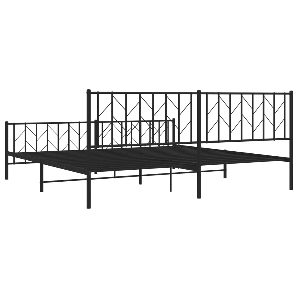 Metalni okvir kreveta uzglavlje i podnožje crni 200x200 cm