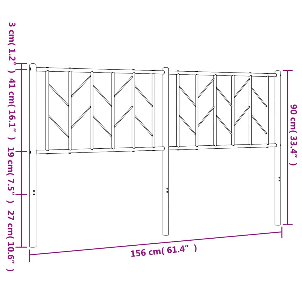 Metalno zamjensko uzglavlje crno 150 cm