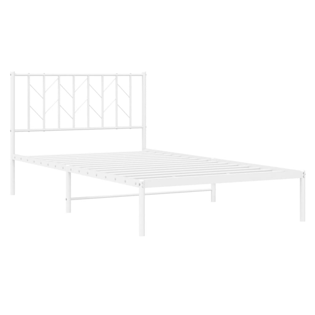 Metalni okvir za krevet s uzglavljem bijeli 107x203 cm