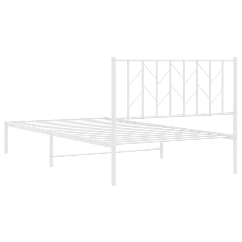 Metalni okvir za krevet s uzglavljem bijeli 107x203 cm