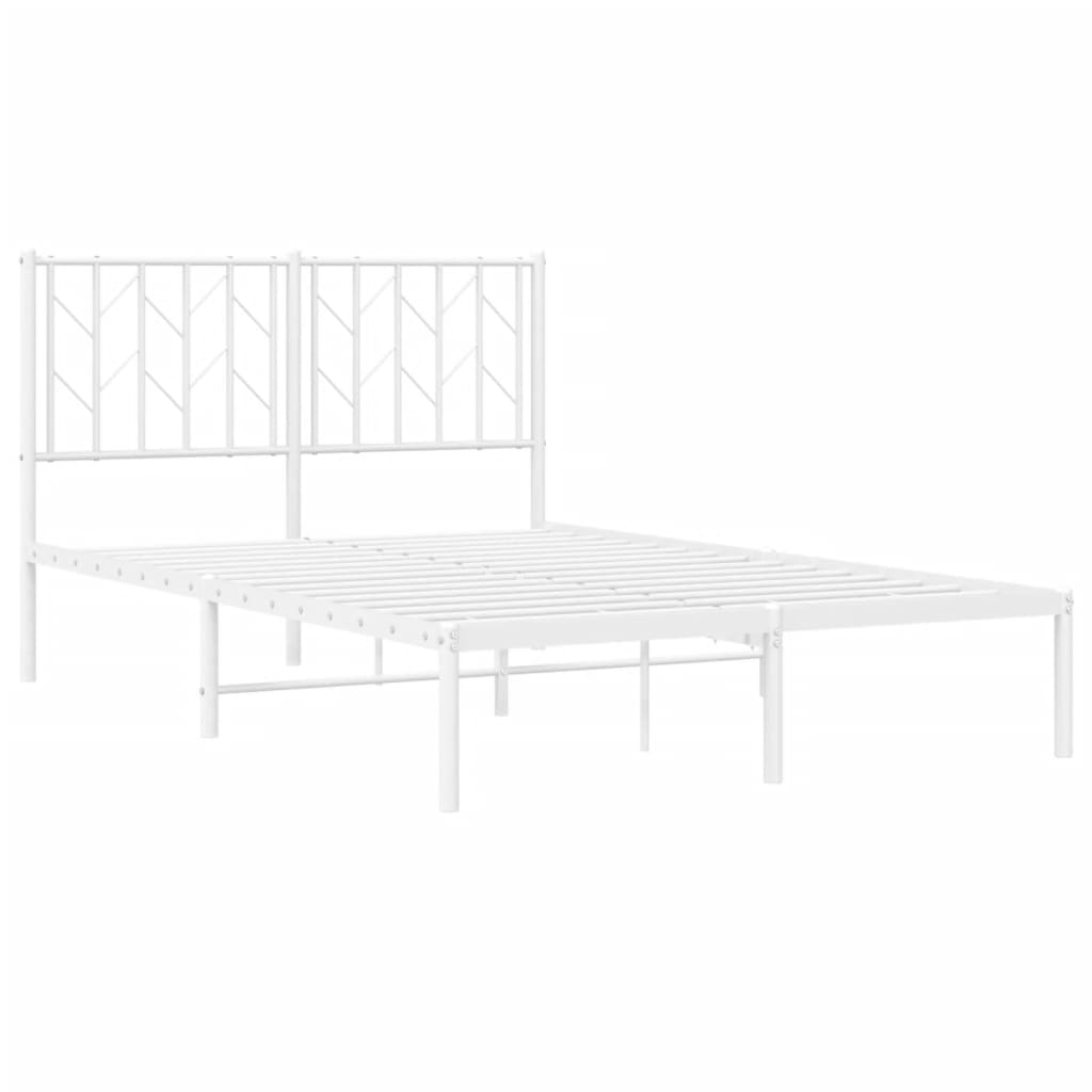 Metalni okvir za krevet s uzglavljem bijeli 120 x 190 cm