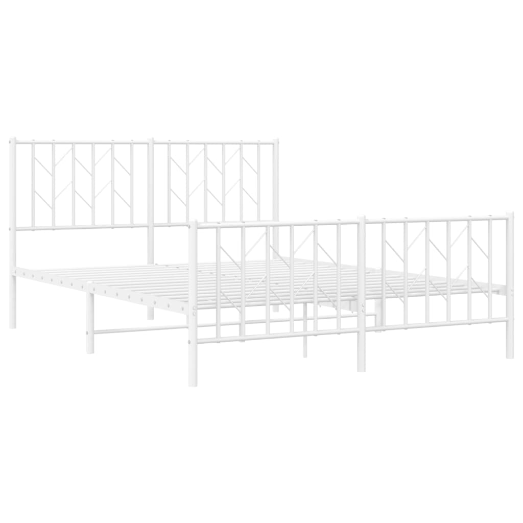 Metalni okvir kreveta uzglavlje i podnožje bijeli 140 x 190 cm