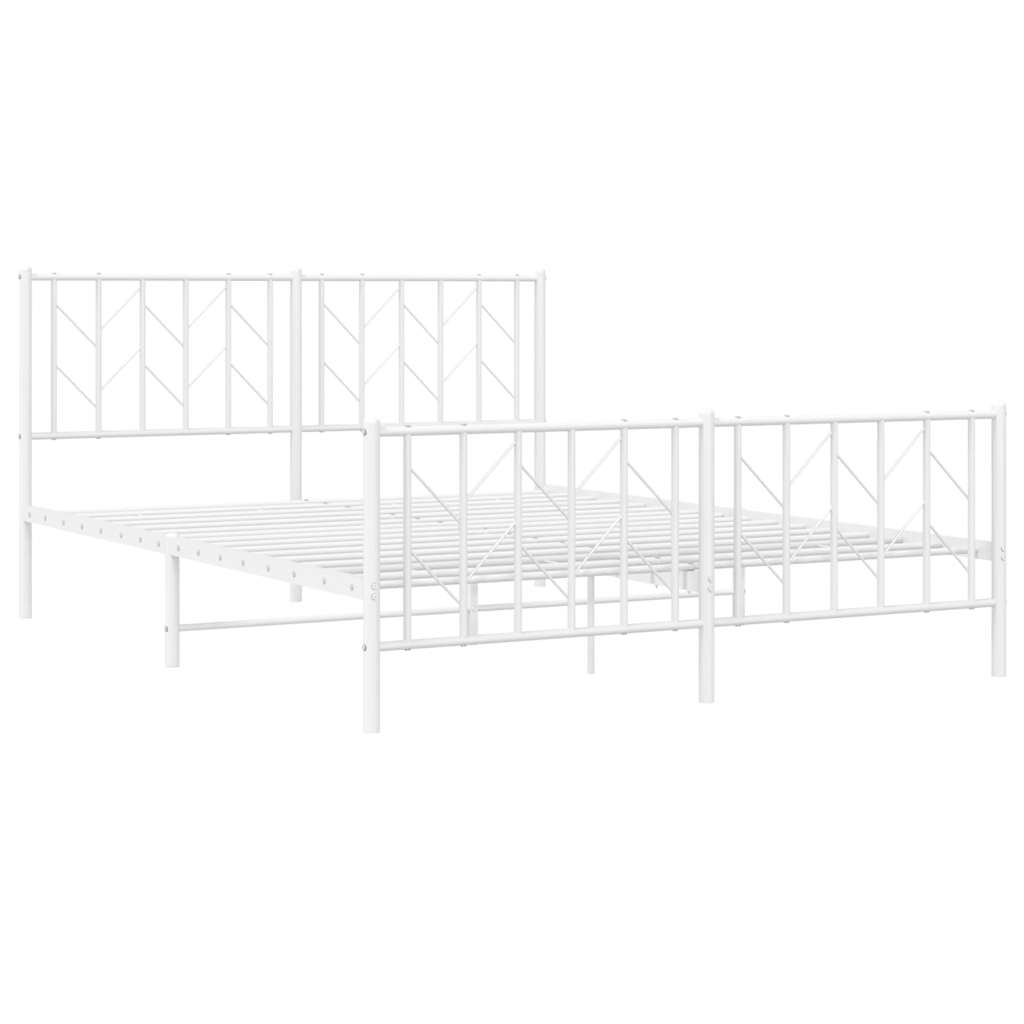 Metalni okvir kreveta uzglavlje i podnožje bijeli 150 x 200 cm