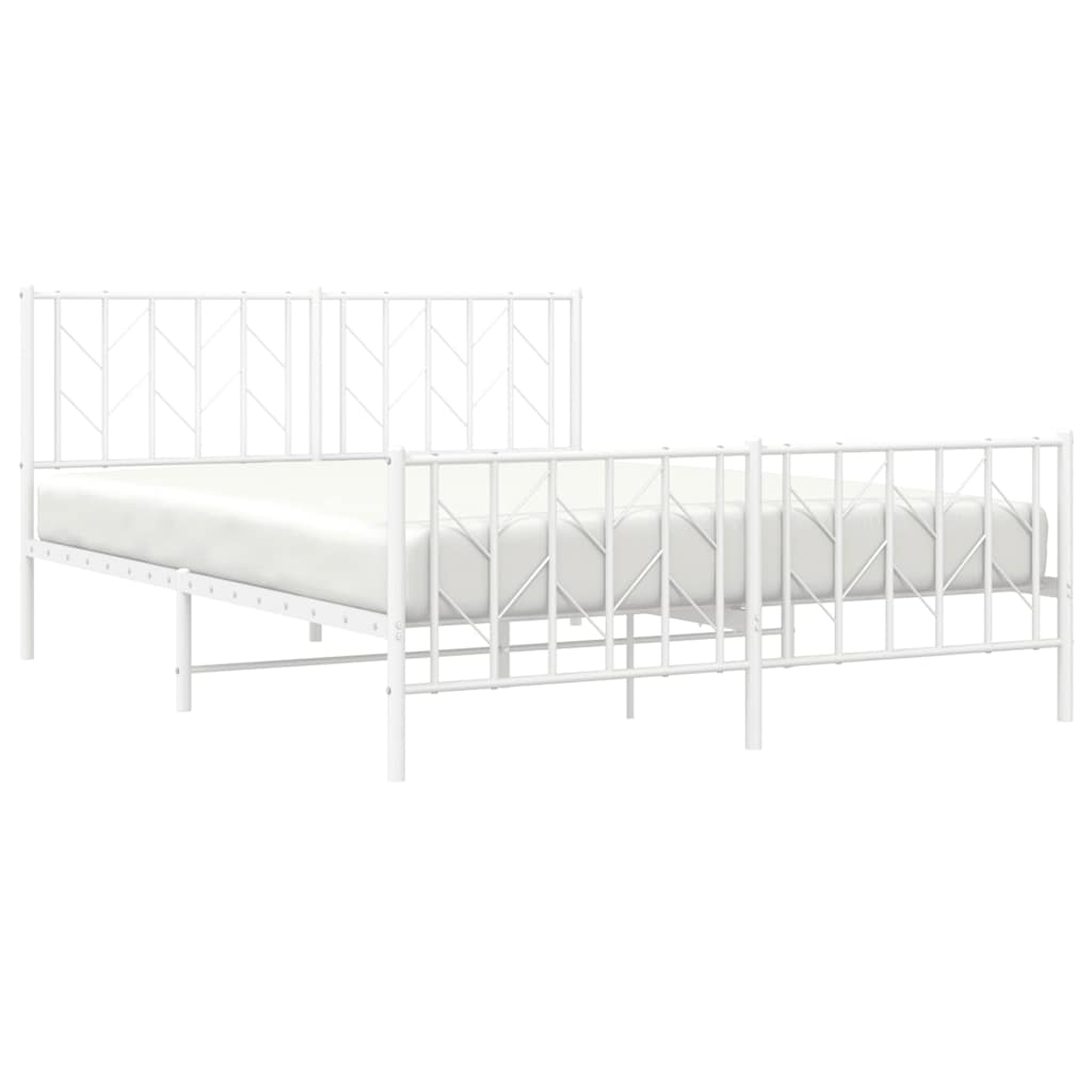 Metalni okvir kreveta uzglavlje i podnožje bijeli 150 x 200 cm