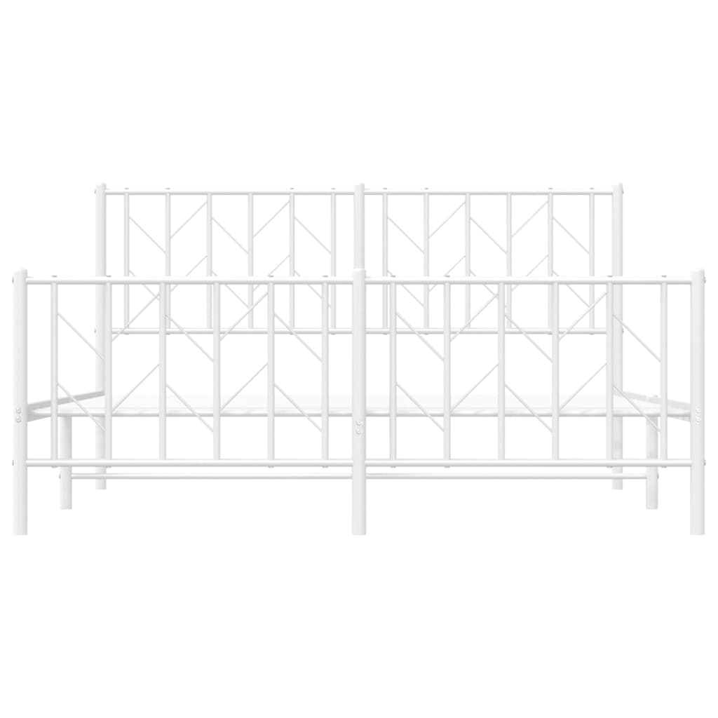 Metalni okvir kreveta uzglavlje i podnožje bijeli 150 x 200 cm