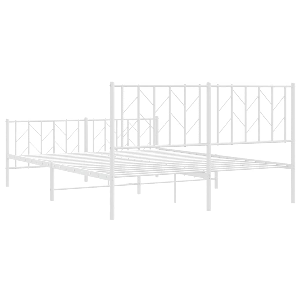 Metalni okvir kreveta uzglavlje i podnožje bijeli 150 x 200 cm