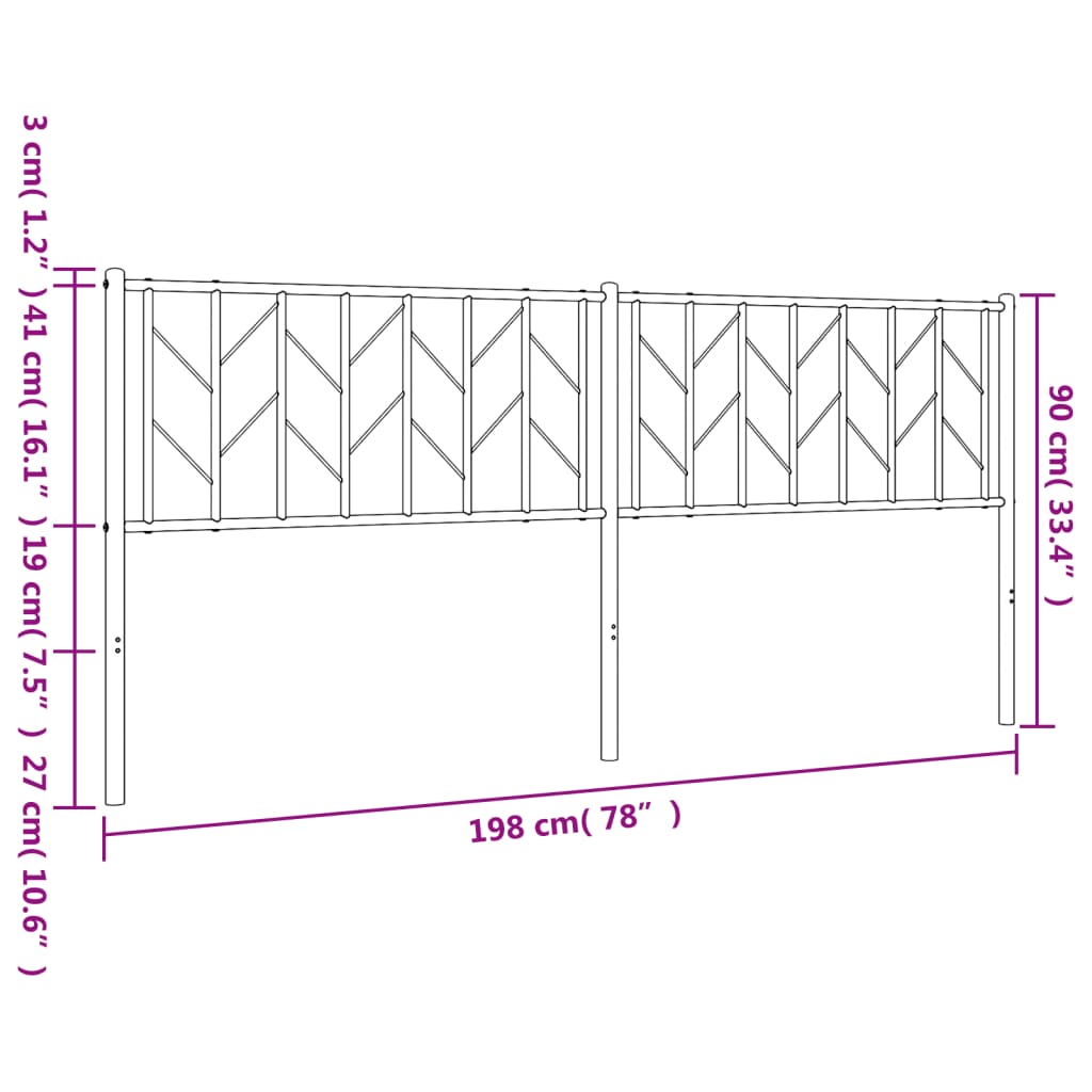 Metalno zamjensko uzglavlje bijelo 193 cm