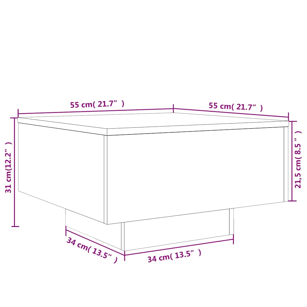 Stolić za kavu boja hrasta 55x55x31 cm konstruirano drvo