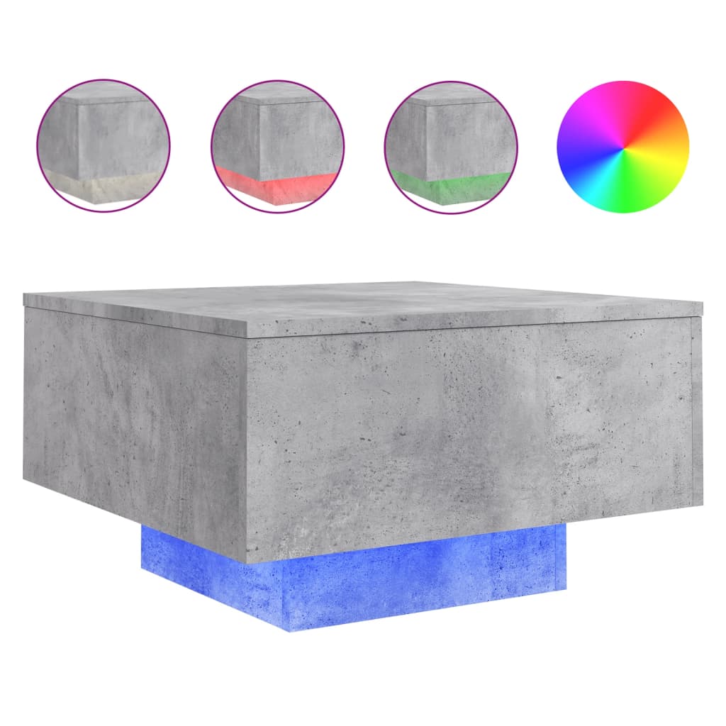 Stolić za kavu s LED svjetlima sivi boja betona 55 x 55 x 31 cm