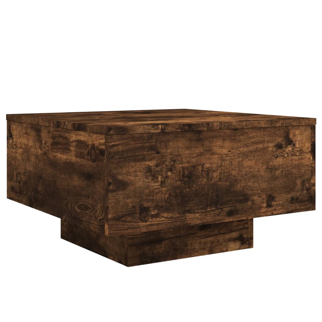 Stolić za kavu s LED svjetlima boja dimljenog hrasta 55x55x31cm