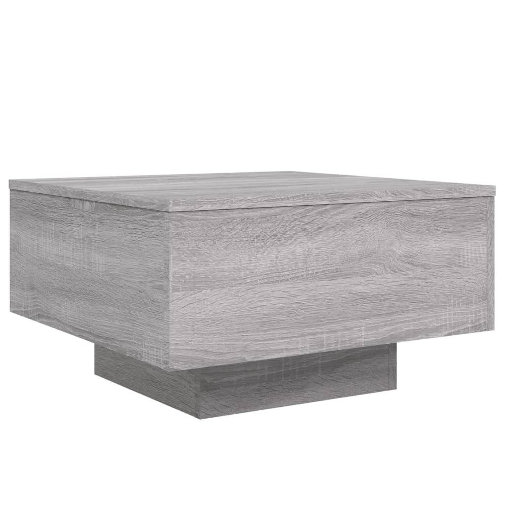 Stolić za kavu s LED svjetlima siva boja hrasta 55x55x31 cm
