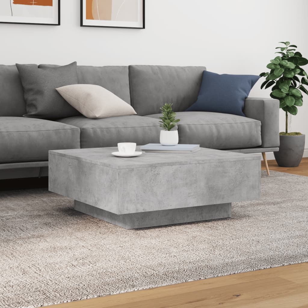 Stolić za kavu siva boja betona 80x80x31 cm konstruirano drvo