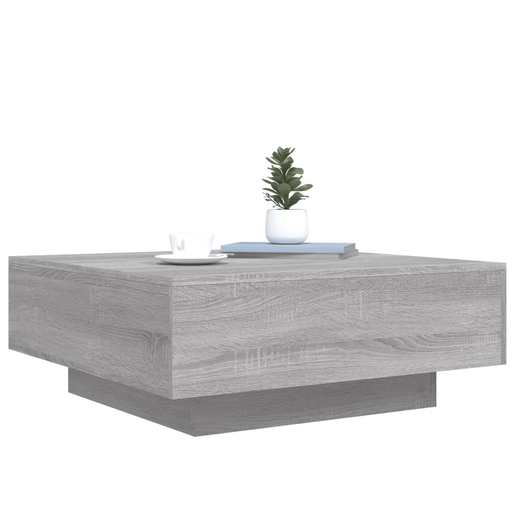 Stolić za kavu s LED svjetlima siva boja hrasta 80x80x31 cm