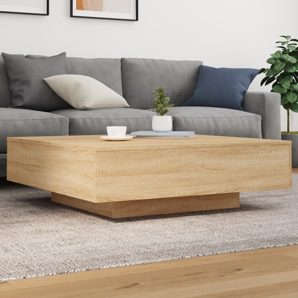 Stolić za kavu s LED svjetlima boja hrasta sonome 100x100x31 cm