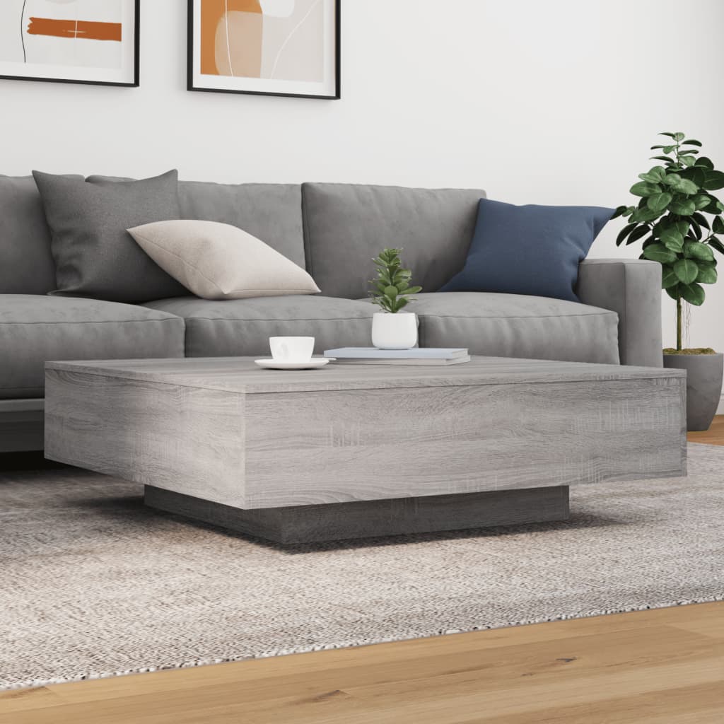 Stolić za kavu s LED svjetlima siva boja hrasta 100x100x31 cm