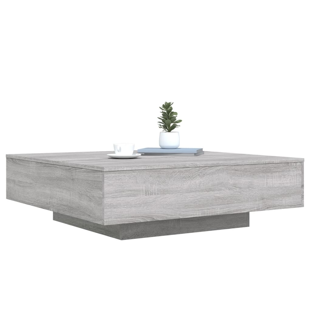 Stolić za kavu s LED svjetlima siva boja hrasta 100x100x31 cm