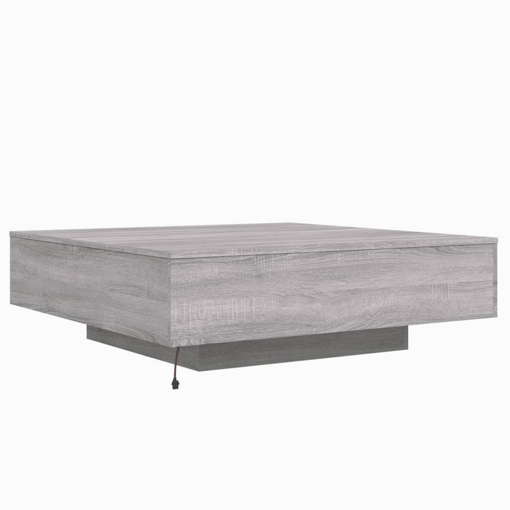 Stolić za kavu s LED svjetlima siva boja hrasta 100x100x31 cm