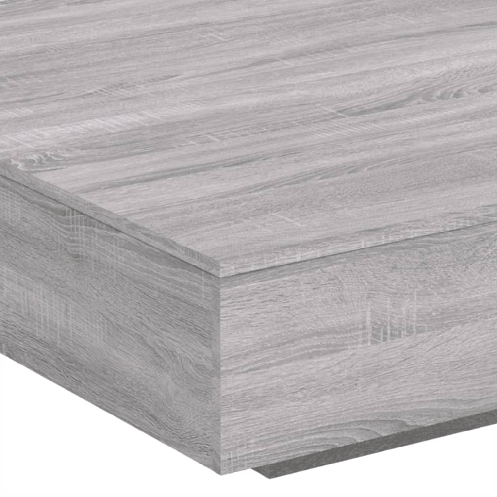 Stolić za kavu s LED svjetlima siva boja hrasta 100x100x31 cm
